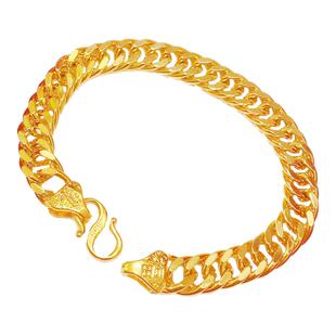 越南沙金手链男士仿黄金镀金女款马鞭佛珠圆珠链情侣久不掉色手链