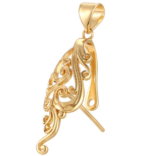 吊坠夹扣diy配件18K金平安扣专用扣镶嵌翡翠玉坠蜜蜡吊坠扣头材料