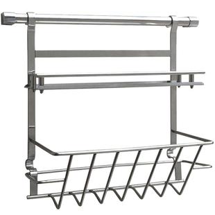 飞鸥304不锈钢厨房置物架挂件收纳架家用双层调料瓶架挂架壁挂式