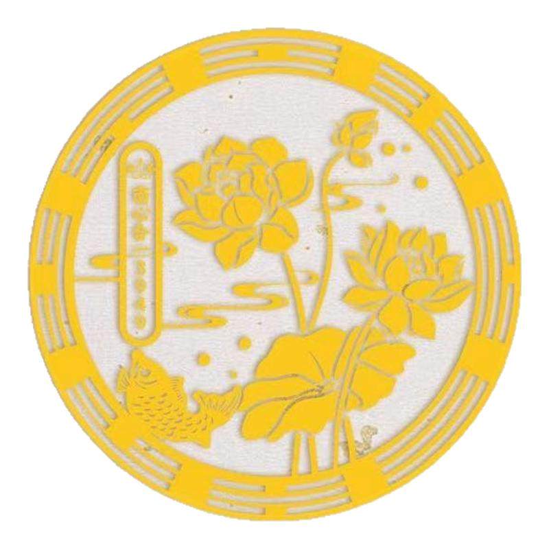 荷花鲤鱼贴卫生间净秽荷花天官赐福金属贴厕所正东西北对门上贴饰