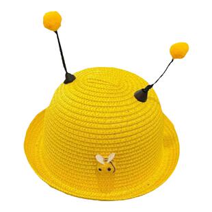 儿童渔夫帽男童草帽子夏薄款透气遮阳凉帽女宝宝可爱出游防晒沙滩