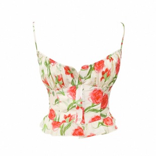 Lily Rose 法式玫瑰印花吊带连衣裙复古碎花中长款海边度假风裙子