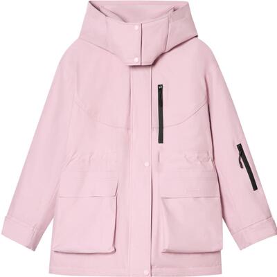 SALT.P可颜撞色连帽立领防风抽绳收腰户外羽绒服女冬季