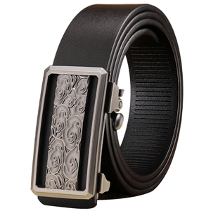 袋鼠内穿皮带高端男士真皮自动扣纯牛皮腰带百搭休闲商务裤带潮流