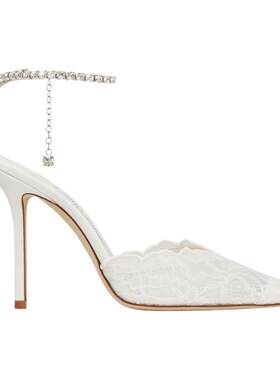 [2026秋季系列]JIMMY CHOO/SAEDA 100女蕾丝水晶链条饰高跟鞋婚鞋