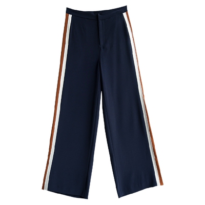 commemo撞色拼条女士休闲裤