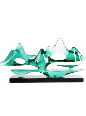 新中式入户玄关桌面横向假山摆件