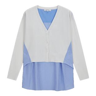 MOUSSY 春季新品休闲风前后不对称拼接针织开衫028ISA70-2531