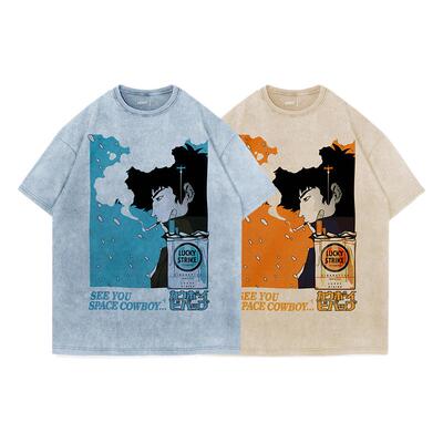 TEE7-星际牛仔斯派克水洗宽松T恤