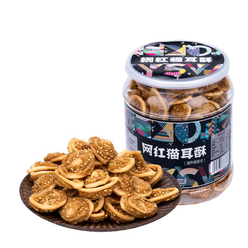 大纯丰网红猫耳酥330g罐装芝麻味