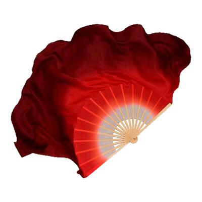 真丝双面渐变酒红古风扇子道具