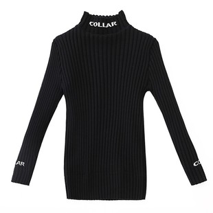 女童毛衣秋冬2025新款冬季儿童打底衫加绒加厚半高领白色针织内搭