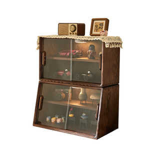 实木收纳柜防尘桌上桌面水杯茶具咖啡架子客厅餐边储物置物架木质