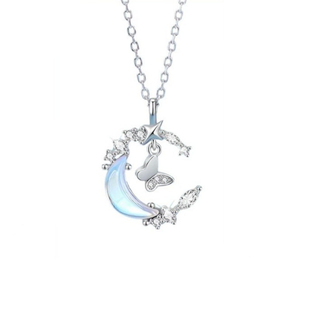 儿童项链女款2026新款月亮蝴蝶星星水晶吊坠装饰女童生日礼物女生