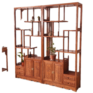 红木博古架刺猬紫檀多宝阁非洲花梨玄关置物架实木隔断展示柜客厅
