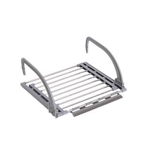 阳台室外伸缩晒衣架折叠置物架护栏窗户凉衣服晒鞋架挂衣杆不锈钢