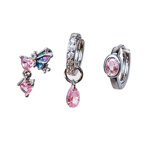 二十二丁目 钛钢耳钉女粉色耳饰高级感耳圈耳环蝴蝶耳骨钉耳蜗钉