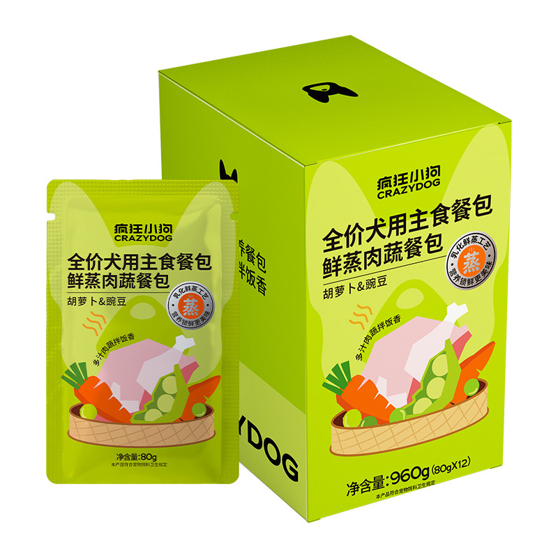 疯狂小狗罐头狗零食拌狗粮鲜蒸餐包全价主食餐包泰迪宠物湿粮拌饭