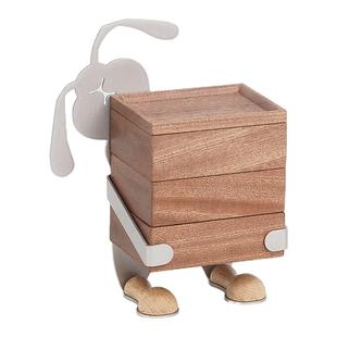 几人设计高级实木首饰盒收纳盒耳环手链收纳盒创意兔子摆件搬砖兔