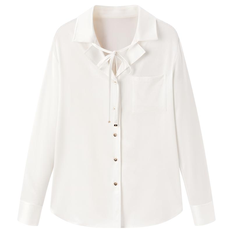 太平鸟女装2024年夏季新款通勤真丝衬衫A1CAE2101