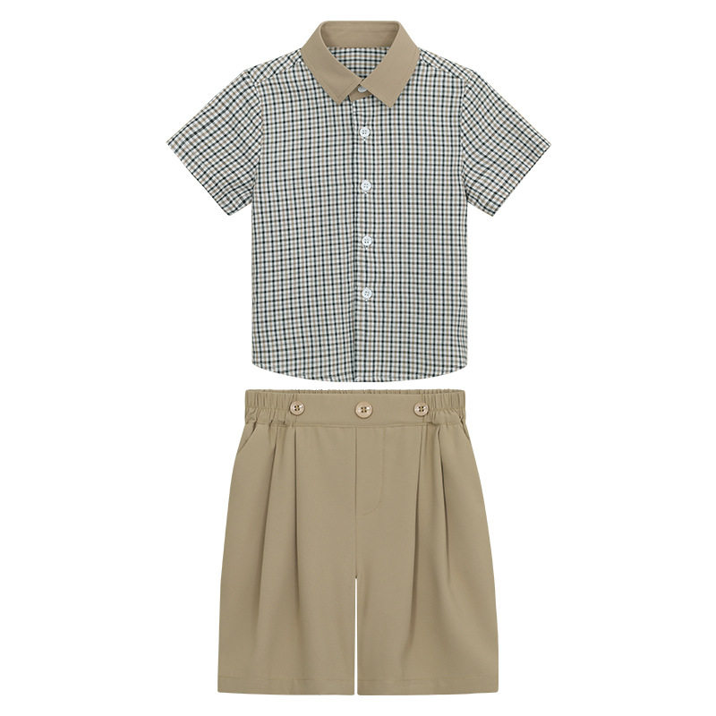 男童夏季短袖背带裤演出礼服套装