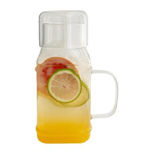 家用高硼硅玻璃冷水壶带把手水杯带盖冷饮果汁杯子透明泡茶凉水壶