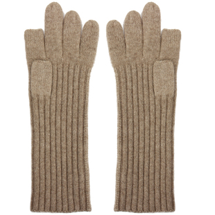 SUCHU素雏 多功能!长款纯羊绒手套女针织露指半指手套触屏户外