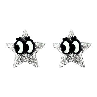 BOMBCACA我很怪2 星星怪 原创闪片disco五角星银色亮晶晶耳环女