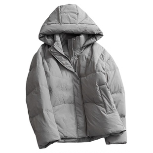 保暖蓬松可拆卸连帽防风立领舒适亲肤长袖百搭休闲女装羽绒服Q404