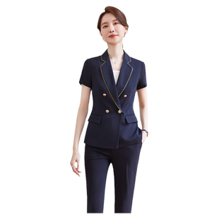 诗璐雅职场通勤西装套装气质女神范高端会所金店工作服女短袖薄款