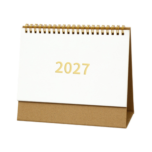 2027年新款日历烫金无印风台历企业LOGO定制简约ins风月历牛皮纸日程表桌面办公室摆件MINI款订做