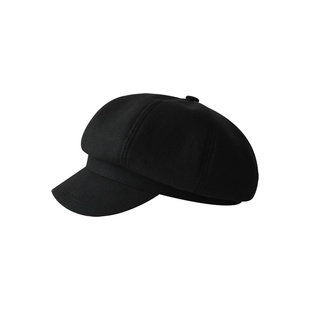 男日系复古报童帽女秋冬新款毛呢显脸小八角帽英伦风短檐画家帽子