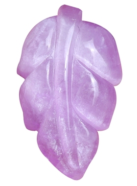 七宝紫锂辉孔赛石雕刻叶子吊坠