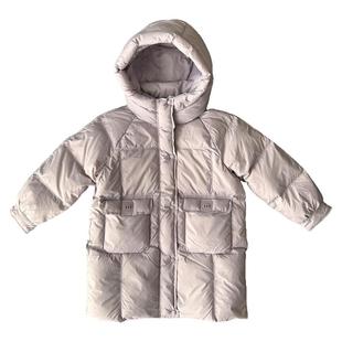 女童羽绒服中长款2025冬装新款加厚保暖防风大口袋90白鸭绒外套