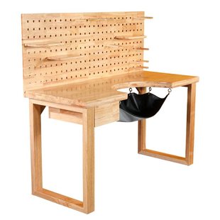 魅造 全实木首饰加工打金桌 带皮兜洞洞板金工桌 模型涂装工作台