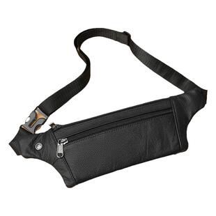 真皮男士腰包 2023新款运动超薄手机健身斜挎包牛皮时尚单肩男包