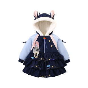 D.Bkyer女童朱迪兔子警官衣服儿童加绒加厚超好看外套保暖棉服冬