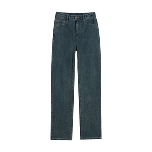 高腰直筒牛仔裤女2026年新款早春小个子显直复古显瘦窄版阔腿裤子