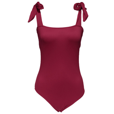 MEMORYBABY酒红竖条纹连体泳衣