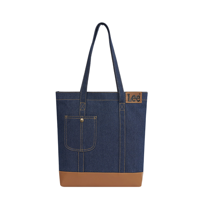 Lee 新款牛仔帆布托特包男女大学生大容量上课通勤大牌包袋