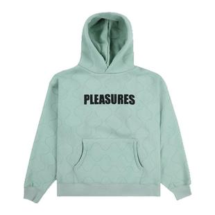 PLEASURES  基础字母logo印花连帽卫衣套头衫男女同款加绒帽衫