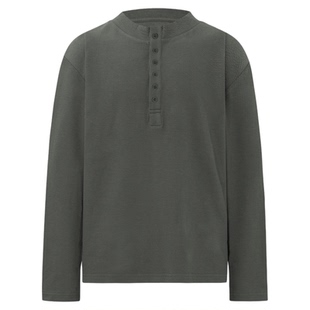 INKNOTS美式复古重磅300g空气感宽松亨利领长袖T恤男女老钱打底衫