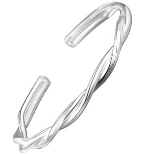 银意坊麻花银手镯实心开口扭纹9999纯银镯子女年轻款生日礼物女生