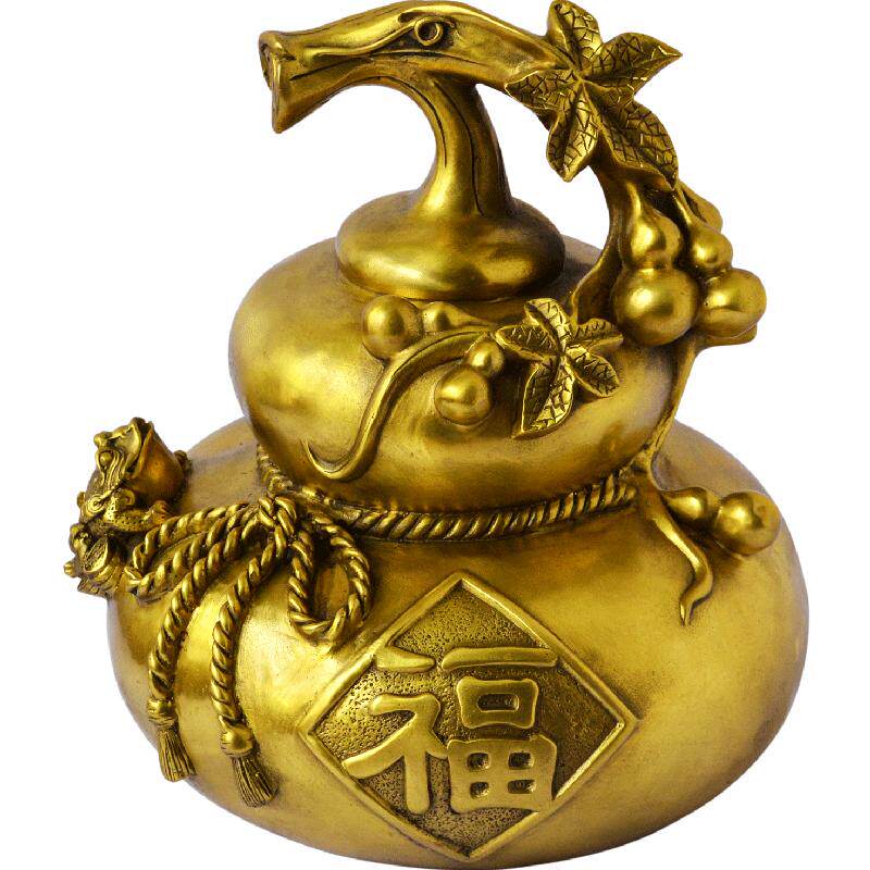 铜葫芦摆件黄铜八宝葫芦开盖空心九龟天医葫芦貔貅工艺品客厅大号