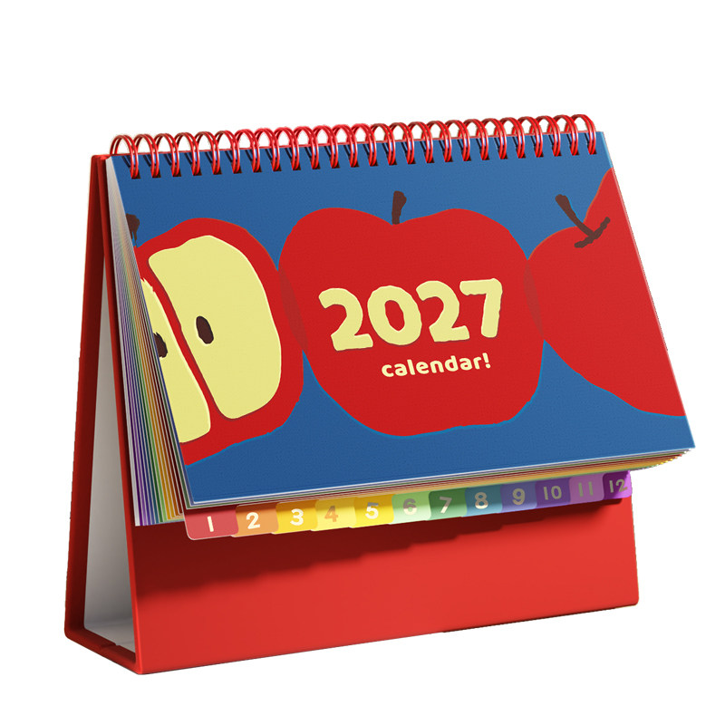 台历2027年新款2026日历高颜值复古可爱卡通摆件桌面创意异形台历本商务办公月历记事本打卡计划本可定制logo - 白底图