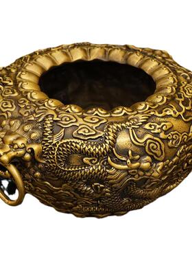 铜海水云龙盆聚宝盆摆件铜缸大号