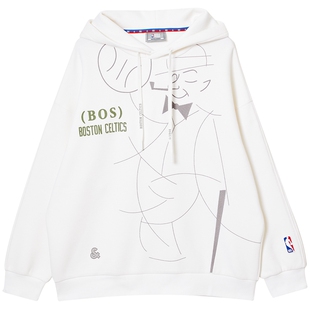 杰克琼斯男装秋季NBA联名款凯尔特人队新款刺绣贴布宽松连帽卫衣