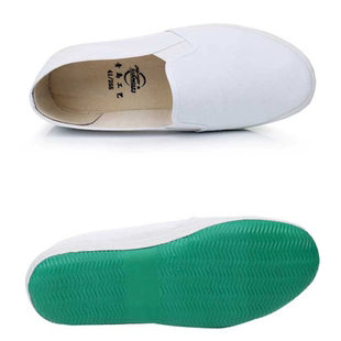 白色帆布鞋橡胶耐磨软底透气防滑工厂工作鞋药厂男女一脚蹬小白鞋