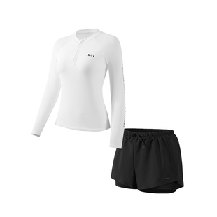 李宁长袖泳衣女高级感2026新款女孩分体防晒保守游泳馆专业用泳装