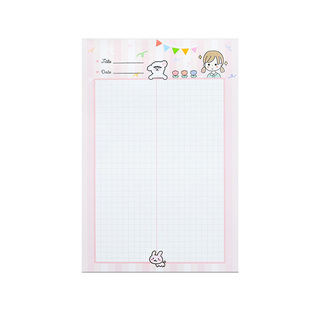 卡通活页替芯便利本外壳PP材质加厚A5小学生用活页夹扣环可拆卸便签本活页纸a5b5替换芯8孔卡通格子本子